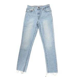 Levi’s 721 High Rise Skinny Cropped Jeans Raw Hem Light Blue Size 29